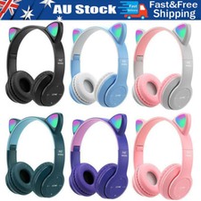 Kids Girls Wireless Cat Ear Headphones Bluetooth Headset LED Earphone Gifts Kids' Headphones price