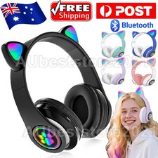 Kids Children Headphones Wireless Bluetooth Headset RGB Lights Cat Ear Gifts AU Kids' Headphones price