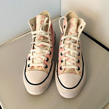 Converse Chuck Taylor All Star Pink/White Floral High Top Canvas Sneakers,size 7 Trainers price