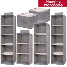 3/4/5 Layer Hanging Organiser Clothes Storage Wardrobe Garment Shelves Shoe Tidy Drawer Shelf price