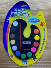 Kids Watercolour Paint Set 12 Colours w/ Brush Washable Art Craft Watercolour Paint price