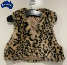 TIGHT ROPE Girls Sleeveless Leopard Print Furry Jacket Vest - Size 8 Girls' Vest price
