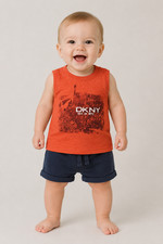 DKNY Baby Kids Logo Sleeveless Tank Top size 6 Months Colour Orange Logo Baby Mevlut Outfit price