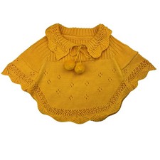 Girls size 4-5, yellow, knitted poncho sweater, L: 32cm, EUC Girls' Poncho price