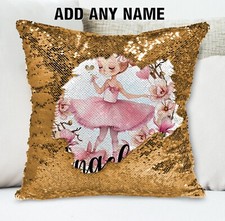 Ballerina Cushion Cover Sequin Throw Pillow Reversible Ballet Personalised Baby Gold Pillow price