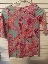 Lilly Pulitzer Kids Medium 6/7 Dress Pink Blue Cotton 3/4 Sleeve Girls' Tunic price