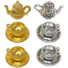 2 Sets Miniature Metal Tea Porcelain Teapot Toy Pretend Play Accessories Tea / Teapot Sets price