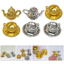 2 Sets Miniature Tea Cup Teapot Coffee Pot Miniature Tea Kettle Doll House Props Tea / Teapot Sets price