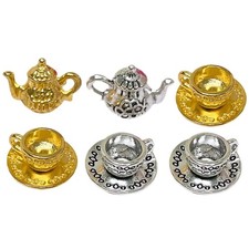 2 Sets Tiny Porcelain Tea Cups Mini Teapot Doll House Miniatures Accessories Tea / Teapot Sets price