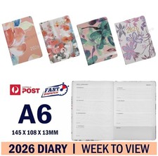 2026 A6 Diary Week to View Hard Cover Printed with Foil Floral Pocket Planner Planner price
