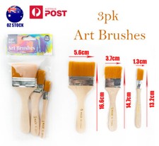 3pk Art Brushes Flat Paint Set Drawing Painting Wooden Handle Craft Adult/Kids Painting Supplies price