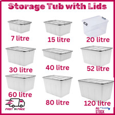 Large Storage Box Heavy Duty Plastic Tub Stackable Lid Organiser Containers Box* Storage Containers price