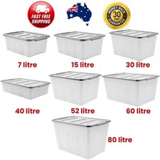 Large Storage Box Heavy Duty Plastic Tub Stackable Lid Organiser Containers Box* Storage Containers price