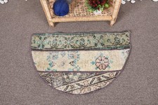 2,5x1,5 ft Vintage Turkish Rug, Round Rug, Beige Floral Rug Turkish-Style Toilet price