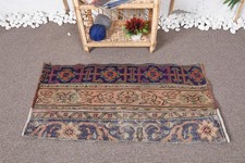 Turkish Small Rug, 1,8x3,5 ft Vintage Rug, Blue Wool Rug Turkish-Style Toilet price