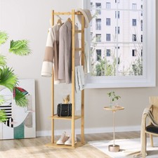 High Strength Bamboo Enterway Hall Tree Coat Rack Stand with 2 Storage Shelves Hall Stand price