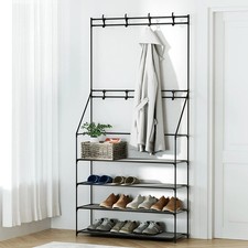 Artiss Shoe Rack Hall Tree 16 Pairs Black Hall Stand price