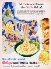 Advertisement Kelloggs Sugar Frosted Flakes breakfast cereal with - Old Photo Breakfast Cereal price