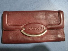Oroton Brown Leather Women’s Wallet Folding Solid Logo Metallic Hardware Women's Wallet price