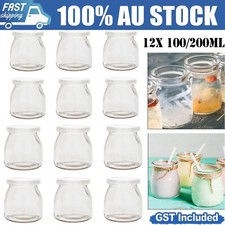 12PCS 100/200ML Clear Glass Pudding Jar Yogurt Parfait Jam Honey Spices+Lid Caps Yogurt price