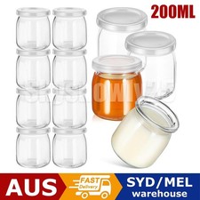 12X 200ML Clear Glass Pudding Jar For Yogurt Parfait Jam Honey Spices + Lid Caps Yogurt price