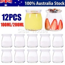 100/200ML 12XGlass Pudding Jars Glass Jars for Yogurt Milk Parfait with Lid Caps Yogurt price