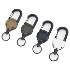Heavy Duty Retractable Carabiner Key Chain Badge Holder With Steel Cord keychain Badge price