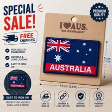 Australia Flag Iron On Embroidered Patch Badge Souvenir Applique 7.5 x 5cm Badge price