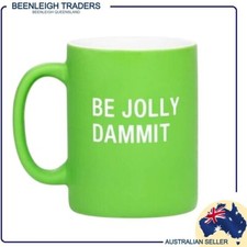 Christmas Mug BE JOLLY DAMMIT 400ml Green Brand New Traditional Beverages price