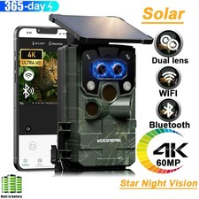 4K 60MP WiFi Wildlife Trail Camera Solar Power Dual lens Starlight Night Vision Video Camera Batteries price
