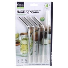 4 Stainless Steel Straws & 1 Cleaning Brush Set All Occasions Party Supplies Cleaning Supplies price