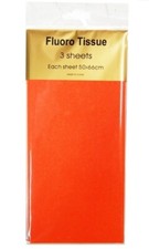 Orange Fluoro Neon Tissue paper sheets, 3 Sheet Pack, 50x66cm gift wrapping Paper Tissue price