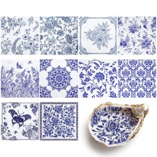 NatNarr 30 Pack Decoupage Napkins, 10 Styles Blue and White 13*13in, Napkin price