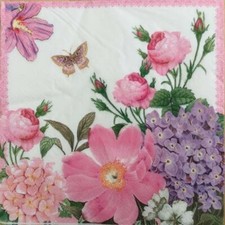 PAPER NAPKINS / SERVIETTES PACK OF 20 ROSES HYDRANGEA GERBERA & BUTTERFLY 2 PLY Napkin price