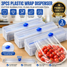 3pc Food Plastic Wrap Dispenser Cutter Sliding Foil Cling Film Reusable Tool Set Cling Film price