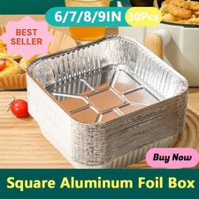 30Pcs Square Aluminum Foil Baking Trays Disposable Tin Foil Tray Meal Prep Aluminium Foil price