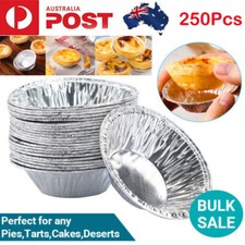 250Pcs Round Aluminium Foil Tray Disposable Baking Cake Pie Tarts Container AU Aluminium Foil price