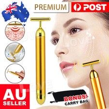 Beauty Bar Facial Roller Face Vibration Skincare Massager Device 24k Gold NEW Massage Devices price