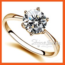 18K GOLD GF R88 solitaire DIAMOND CLASSIC CLAW ENGAGEMENT BRIDAL LADY SOLID RING Diamond Solitaire Ring price