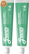 Grants Mild Mint Toothpaste Pack Of 2 Natural Fluoride Free Vegan 110g Each Toothpastes price