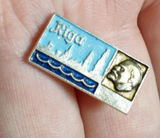 Vintage USSR pin badge Lenin KPSS VLKSM communist Komsomol Riga town city KPSS price