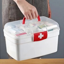 1 pc Portable 2-Tier Weekly Pill Organizer Medicine Storage Box with Handle Medicine & Supply Cabinet price