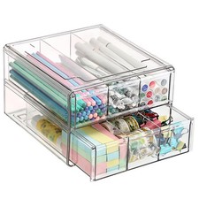 Stackable Desk Organizer with 2 Layer Drawers, Clear Acrylic Drawer Organizer... Medicine & Supply Cabinet price