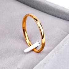 18K Rose/White/Yellow Gold Plated Plain Classic 2MM Thin Engagement Wedding Ring Gold Ring price