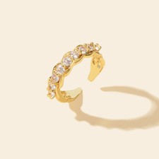 Anniversary Wedding Jewellery Gold Band Cubic Zirconia Open Cuff Finger Ring Gold Ring price