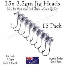 15x Jig Heads 3.5gm Size 4 Hook Jighead for Soft Plastics Gulp Zman Bream Lures Fishing Hook (Jig) price