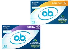 o.b. Non-Applicator Tampons Bundle Ultra 40ct and Super Plus 40ct Sanitary Pads and Tampons price
