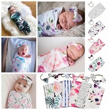 Newborn Baby Infant Floral Swaddle Sleeping Bag Sack Wrap Headband Set Photoprop Baby Sleep Set price