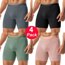 4PCS Bamboo Fiber Mens Boxer Briefs Shorts Long Legs Underpants Trunks Underwear Men's Boxer price