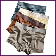 4PCS Men's Ice Silk Underwear Breathable Boxer Shorts Seamless Satin Soft Briefs Men's Boxer price